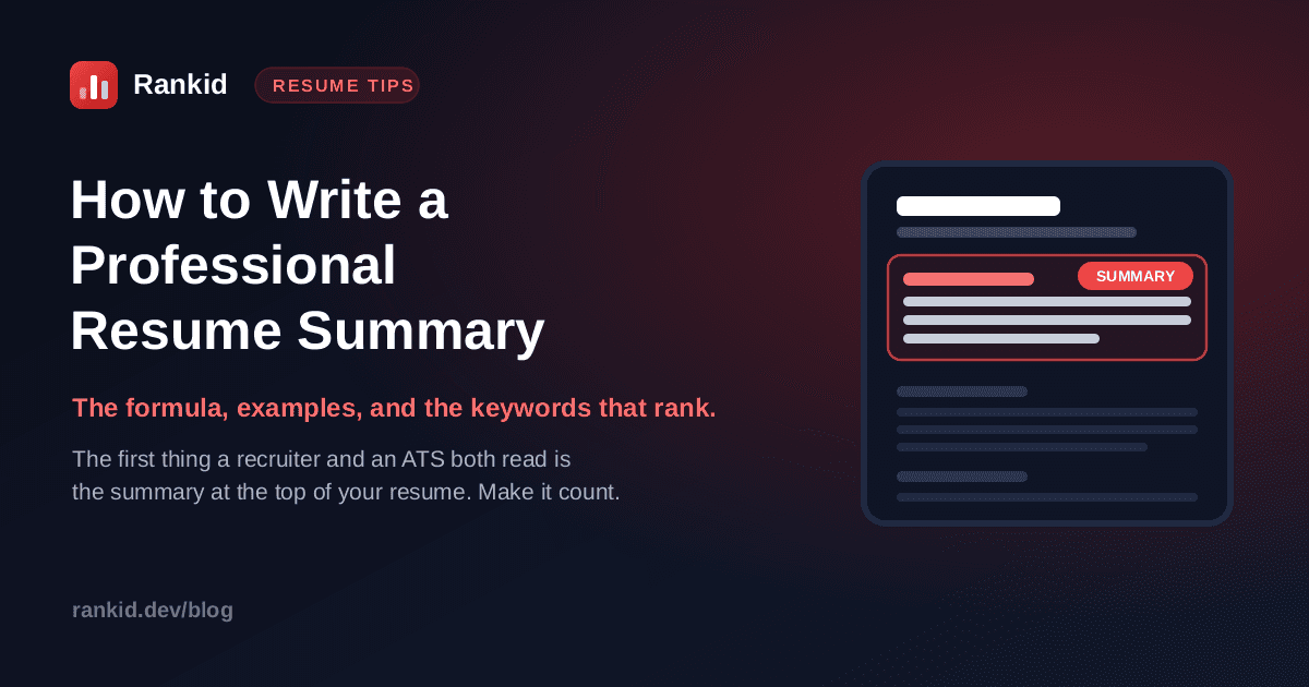 How to write a professional resume summary: a four-part formula of title, years, top skills, and a signature achievement